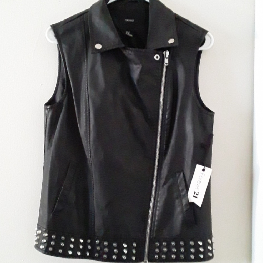 Faux leather vest